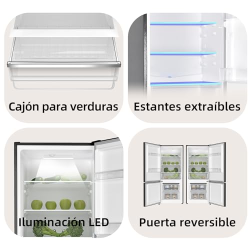 CHiQ Frigorífico 205L Low Frost, Clase E, Silencioso 39dB, Puertas Reversibles