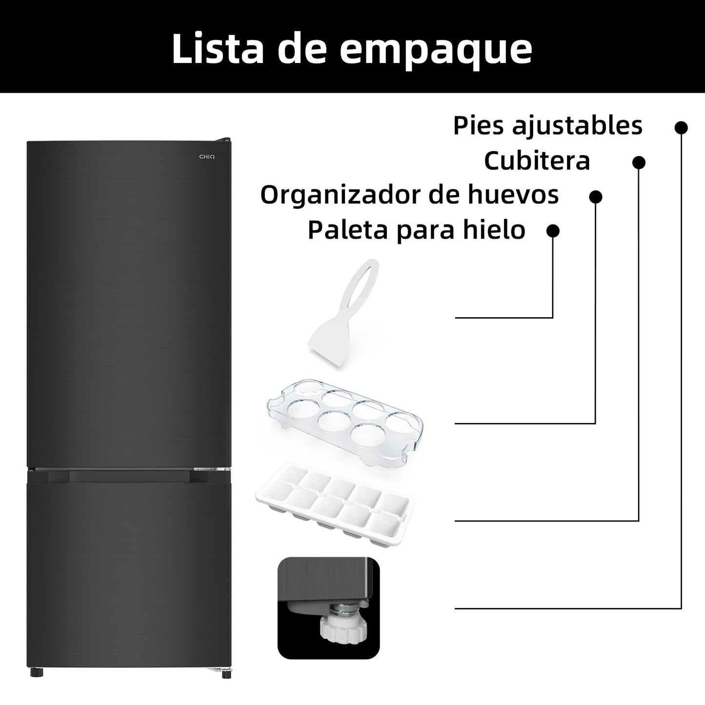 CHiQ Frigorífico 205L Low Frost, Clase E, Silencioso 39dB, Puertas Reversibles
