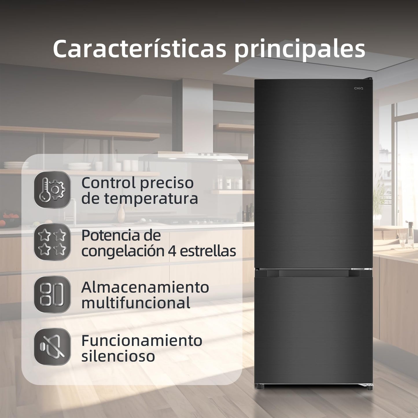 CHiQ Frigorífico 205L Low Frost, Clase E, Silencioso 39dB, Puertas Reversibles